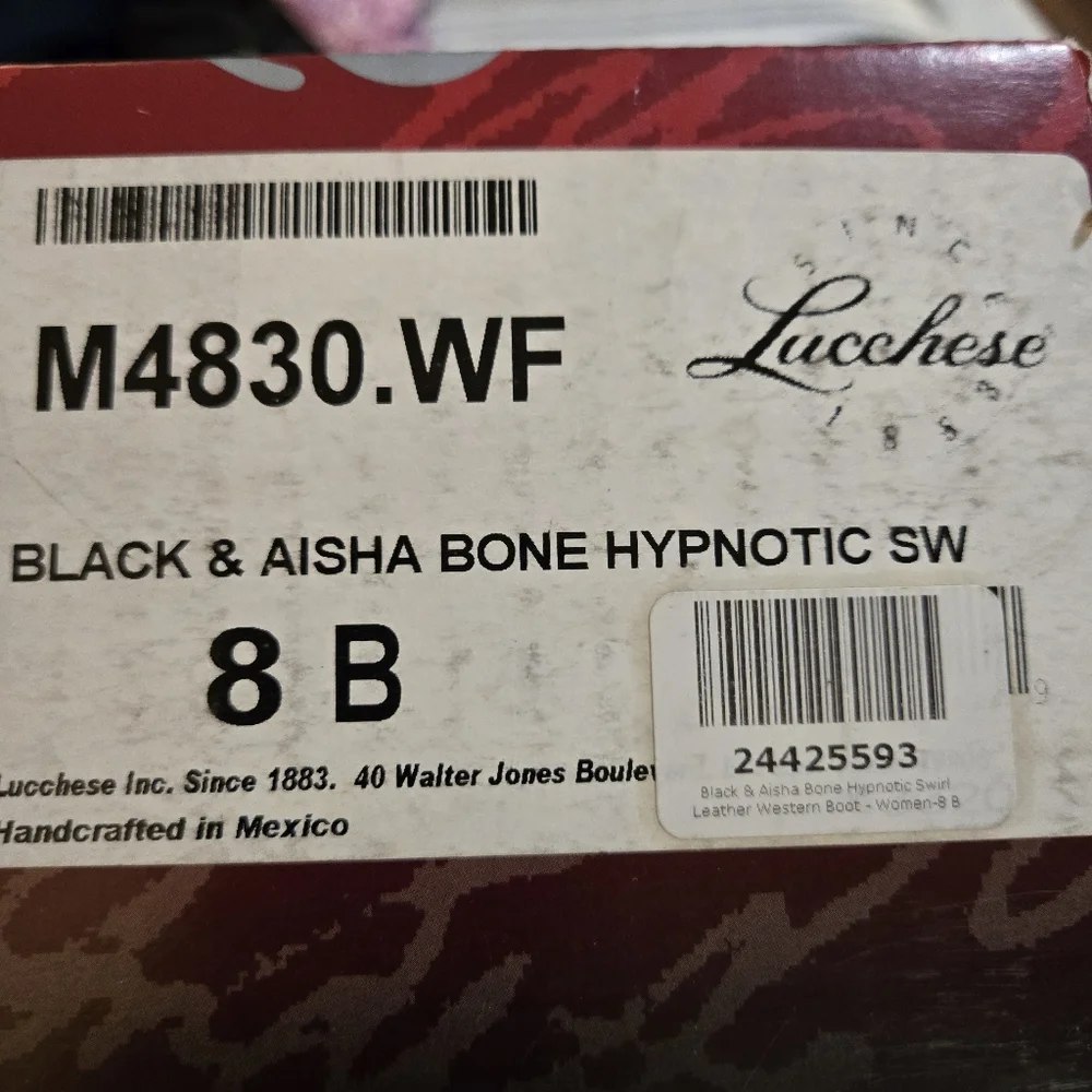 Lucchese Hypnotic sqare toe in black and bone - Picture 6 of 13